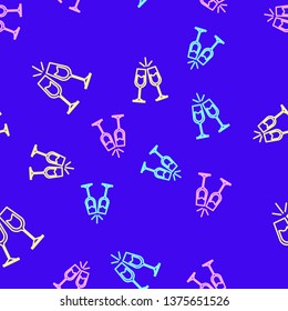 Color random seamless pattern Two glasses of champagne. Alcohol concept