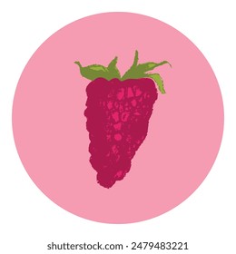 Color raspberry symbol, raspberries illustration. Vector raspberries and blackberries drawings. Red berry icon for logo design. Blackberry sketch. Hand-drawn mulberry sign.