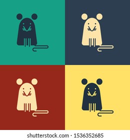 Color Rat icon isolated on color background. Mouse sign. Vintage style drawing. Vector Illustration