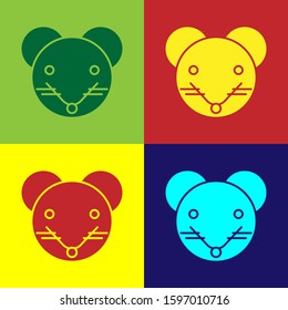 Color Rat zodiac sign icon isolated on color background. Astrological horoscope collection.  Vector Illustration