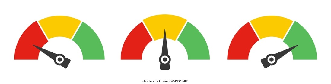Color Rating Speed Meter Set. Vector Stock illustration.  