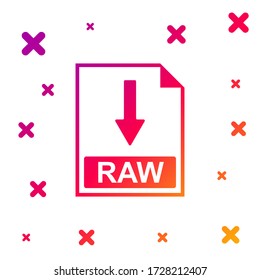 Farbige RAW-Datei Dokument Symbol. Laden Sie das RAW-Symbol auf weißem Hintergrund. Gradient zufällige dynamische Formen. Vector Illustration