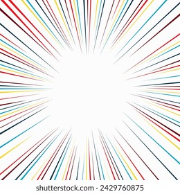 Color rays of explosion. Radial speed lines background for comic books.