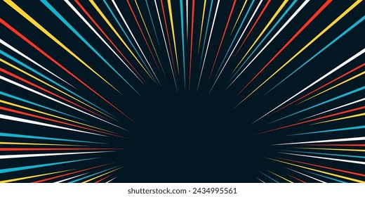 Color rays of explosion. Radial speed lines background for comic books.