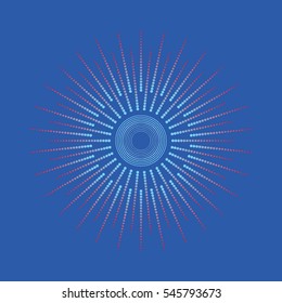color rays of sun blue background 
