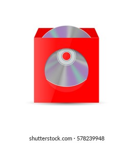Color realistic envelope with a window for the CD, isolated on white background, vector illustration.
