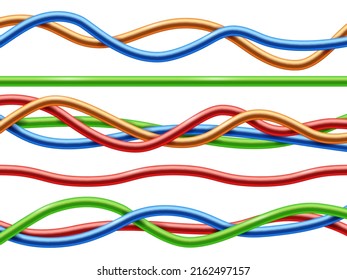 Color realistic flexible electrical cables collection. Vector illustration