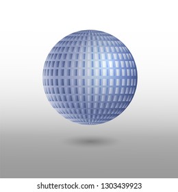 Color realistic relief three dimensional sphere isolated on grey background. Vector illustration. Eps 10.