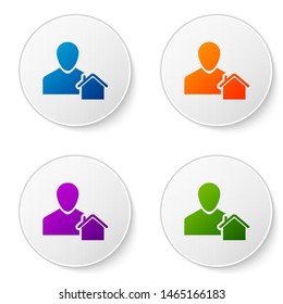Color Realtor icon isolated on white background. Buying house. Set icons in circle buttons. Vector Illustration