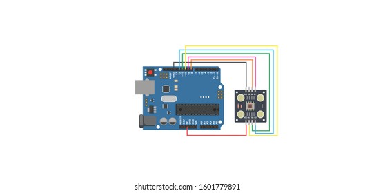 color recognition sensor arduino interfacing top view illustration 