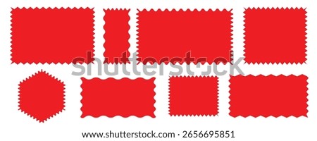Color rectangle frames with wiggly borders. Rectangle shape frame with zigzag edge. Stock photo © 