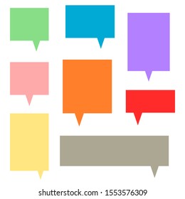 color rectangle speech bubbles set isolated on white background. vector illustration
