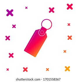 Color Rectangular key chain with ring for key icon isolated on white background. Gradient random dynamic shapes. Vector Illustration