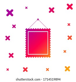Color Rectangular picture frame hanging on the wall icon isolated on white background. Gradient random dynamic shapes. Vector Illustration