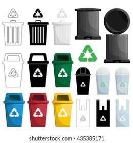 color recycle bin illustration