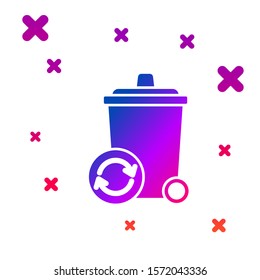Color Recycle bin with recycle symbol icon isolated on white background. Trash can icon. Garbage bin sign. Recycle basket sign. Gradient random dynamic shapes. Vector Illustration