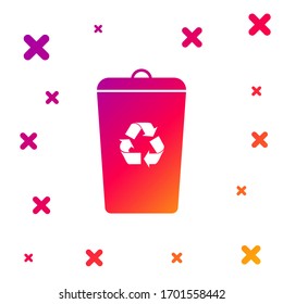 Farbwiederverwertungsbin mit Recyclingsymbol Symbol einzeln auf weißem Hintergrund. Müll kann Symbol werden. Mülleimer-Schild. Korbzeichen wiederverwenden. Gradient zufällige dynamische Formen. Vektorillustration-Illustration