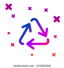 Color Recycle symbol icon isolated on white background. Circular arrow icon. Environment recyclable go green. Gradient random dynamic shapes. Vector Illustration
