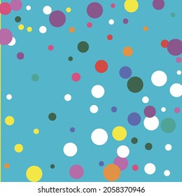 Color Red Indigo White Circles Background. Polka Dots Colorful Pink Blue Rainbow Multicolor Textile. Purple Play Dark Kids Green Pattern. Children Turquoise Orange Yellow Pastel Background.