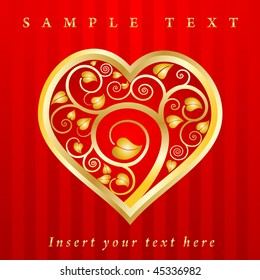 color red color leaf and branch heart shape greetings card