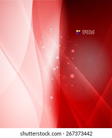 Color red and light, waves and lines. Abstract background