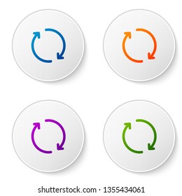 Color Refresh icon isolated on white background. Reload symbol. Rotation arrows in a circle sign. Set color icon in circle buttons. Vector Illustration