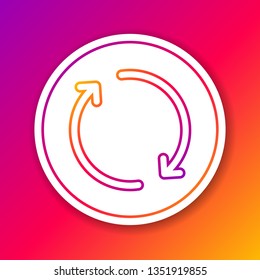 Color Refresh line icon isolated on color background. Reload symbol. Rotation arrows in a circle sign. Circle white button. Vector Illustration