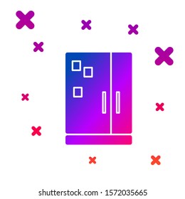 Color Refrigerator icon isolated on white background. Fridge freezer refrigerator. Household tech and appliances. Gradient random dynamic shapes. Vector Illustration
