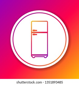 Color Refrigerator line icon isolated on color background. Fridge freezer refrigerator. Household tech and appliances. Circle white button. Vector Illustration