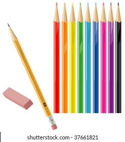 Color and regular pencils with eraser