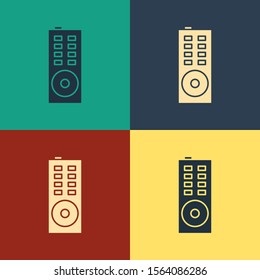 Color Remote control icon isolated on color background. Vintage style drawing. Vector Illustration