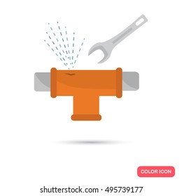 Color repair of pipe break flat icon. Stock Vector icon. Illustration for web and mobile design