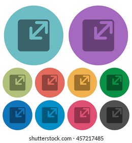 Color resize window flat icon set on round background.