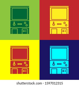 Color Retro arcade game machine icon isolated on color background.  Vector Illustration
