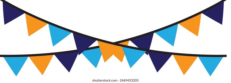 Guirnaldas de colores retro buntings aisladas. Anuncio de cumpleaños feliz sin fisuras, borde de fiesta, cabecera de vacaciones de carnaval. 11:11