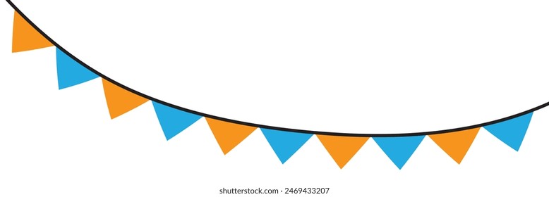 Guirnaldas de colores retro buntings aisladas. Anuncio de cumpleaños feliz sin fisuras, borde de fiesta, cabecera de vacaciones de carnaval. 11:11