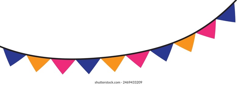 Guirnaldas de colores retro buntings aisladas. Anuncio de cumpleaños feliz sin fisuras, borde de fiesta, cabecera de vacaciones de carnaval. 11:11