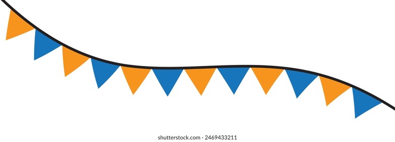 Guirnaldas de colores retro buntings aisladas. Anuncio de cumpleaños feliz sin fisuras, borde de fiesta, cabecera de vacaciones de carnaval. 11:11