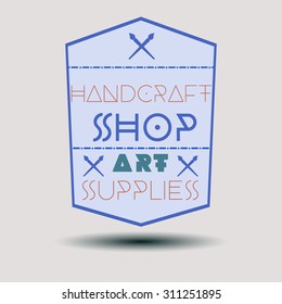 Color retro design insignias logotypes set. Handcraft arts and handmade illustrations. Vector vintage elements.