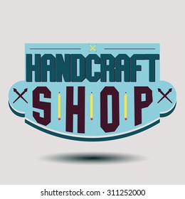 Color retro design insignias logotypes set. Handcraft arts and handmade illustrations. Vector vintage elements.
