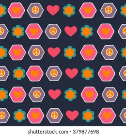 color retro hippie seamless vector pattern