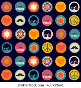 color retro hippie seamless vector pattern