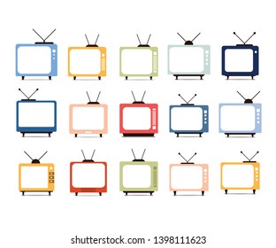 Color retro tv icons set - Vector