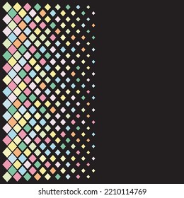 Color rhombus pattern on black background.