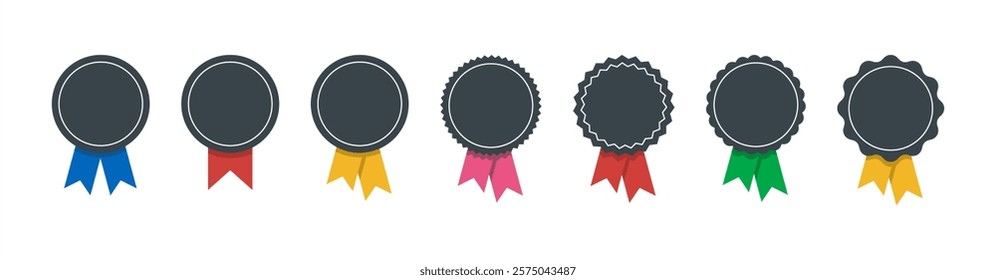 Color ribbon and banner. set of premium quality and guarantee labels isolated on white background. Illustration 10 eps.