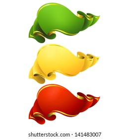 color ribbon banners , vector set