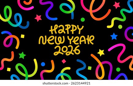 Color Ribbon Confetti. Celebration Background with Ribbons and Stars. Vector Gradient Design Element for Happy Birthdays, Carnivals and New Year's Parties