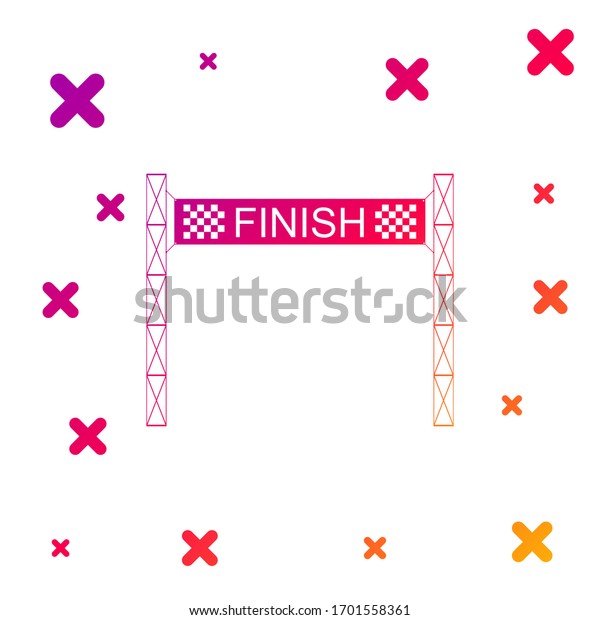 Color Ribbon in\
finishing line icon isolated on white background. Symbol of finish\
line. Sport symbol or business concept. Gradient random dynamic\
shapes. Vector\
Illustration