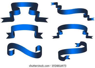 Color ribbon isolated white background. Blue blue ribbons in classic style. Design element. Stock image. EPS 10.