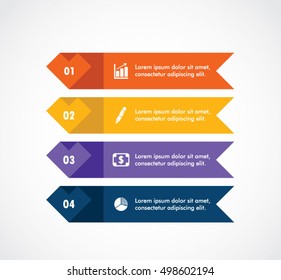 Color ribbon options of infographics data menu elements set vector for business template.